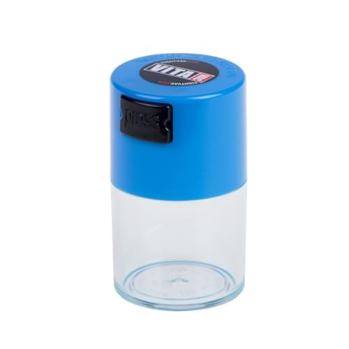 Vitavac - 5g to 20 grams Airtight Multi-Use Vacuum Seal Portable Storage Container for Dry Goods, Food, and Herbs - Light Blue Clear - color: Blue