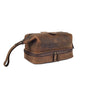 LEATHER VILLAGE Genuine Leather Dopp Kit – Large Travel Toiletry Bag with Waterproof Lining, Dual-Zip Design for Men & Women, Organizer for Shaving, Makeup & Essentials - Rustic Brown - color: Rustic Brown