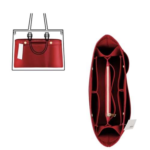 ZTUJO Purse Organizer Insert For Handbags, Silky Bag Organizer With 2 Zippers For Speedy Neverful Tote and More (Red, X-Small) - color: Red, size: X-Small