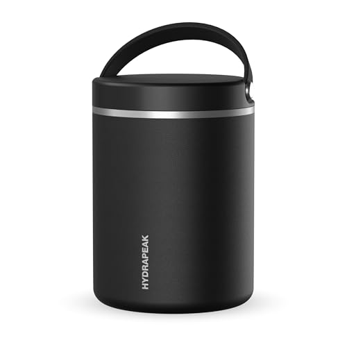 Hydrapeak 32oz Stainless Steel Vacuum Insulated Food Jar for Hot Food and Cold Food, Wide Mouth Leak-Proof Soup Jar for Adults, 10 Hours Hot and 16 Hours Cold (Black) - color: Black, size: 32 Ounces