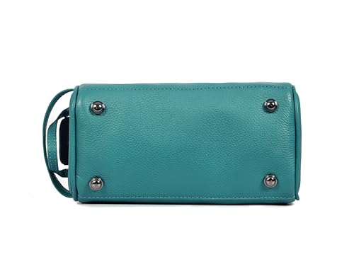 10" Premium Leather Toiletry Travel Pouch With Waterproof Lining | King-Size Handcrafted Vintage Dopp kit By Aaron Leather Goods (Steel Blue) - color: Steel Blue