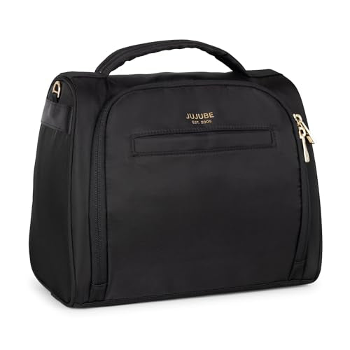 JuJuBe Insulated Bottle Bag, Breastmilk Cooler, Fits 3 Baby Bottles, Storage Tote for Nursing Mom, Daycare & Travel, Lunch Bag w/Handle & Shoulder Strap (Black) - color: Black