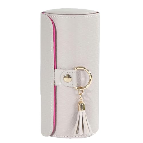 3 Layered Travel Jewelry Case, Three Distinct Layers Women Jewelry Box, Foldable Cylindrical Jewelry Storage Box for Earrings, Necklaces, Rings, Bracelets, Brooches, Watches (Ash Gray) - color: Ash Gray