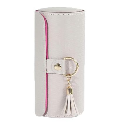 3 Layered Travel Jewelry Case, Three Distinct Layers Women Jewelry Box, Foldable Cylindrical Jewelry Storage Box for Earrings, Necklaces, Rings, Bracelets, Brooches, Watches (Ash Gray) - color: Ash Gray