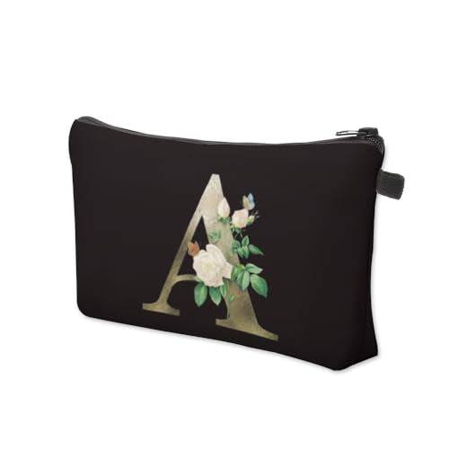 Deanfun Makeup Bag, Bride Bridesmaid A-Z Make Up Bag, Small Personalized Initial Letter 3D Printings Waterproof Cosmetic Bags for Women (A) - color: Letter A