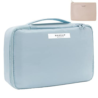 Queboom Travel Makeup Bag Cosmetic Bag Makeup Bag Toiletry bag for women and men (Blue) - color: Blue