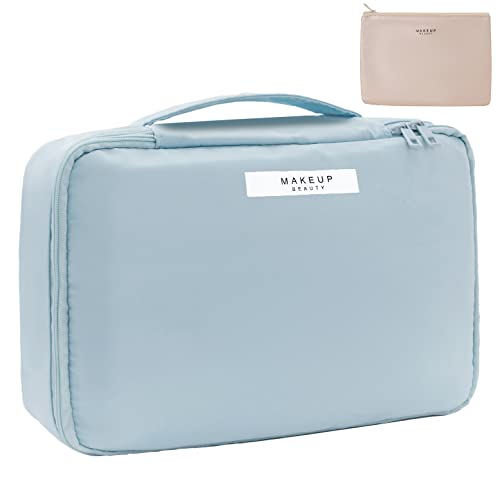 Queboom Travel Makeup Bag Cosmetic Bag Makeup Bag Toiletry bag for women and men (Blue) - color: Blue