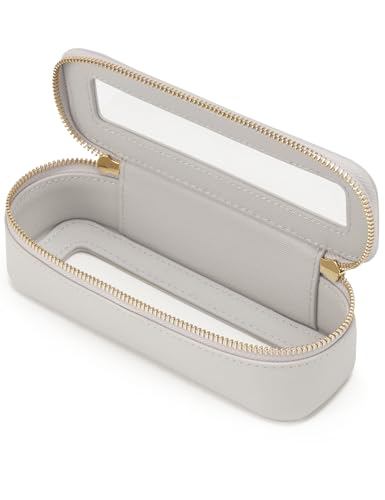 Popvibe Clear Makeup Bag Travel Cosmetic Case Transparent Toiletry Bag with Zipper, Portable Make Up Organizer Traveling Compact Car Bag for Essentials - color: Beige Grey, style: Slim Sleek