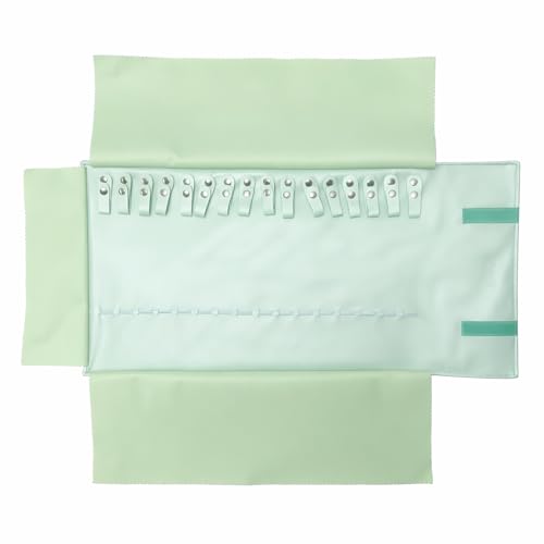 UnionPlus Travel Jewelry Roll, Faux Leather Necklaces Organizer Bag, Elastic Band and Anti-winding, Mint Green - color: Leather Mint Green, size: Medium