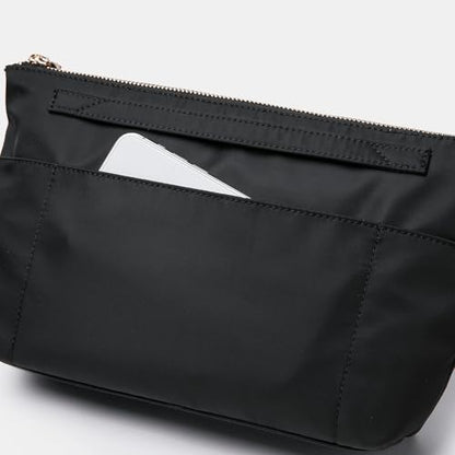 Cosmetic Bag Storage Organizer Insert Lightweight Waterproof Nylon Fabric with Zipper Closure Ideal for Travel Tote Bags（nylon-black） - color: Nylon-black
