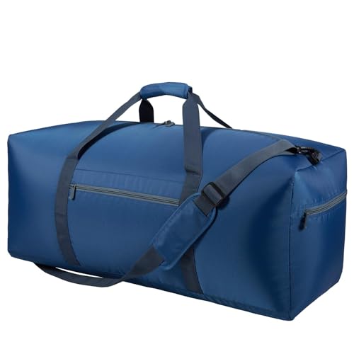 iFARADAY Foldable Duffle Bag 30 inch 75L Large Lightweight Luggage Bag for Travel Camping Storage-Blue - color: Blue-75L(with shoulder strap)