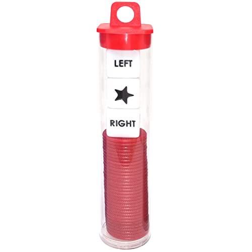 Ahoper Left Right Center Dice Game Prime Set Bundle with 3 Dices + 36 Chips. Round Tube Storage is Very Convenient for Travel. Easy to Store, Carry Around. (Red) - color: Red