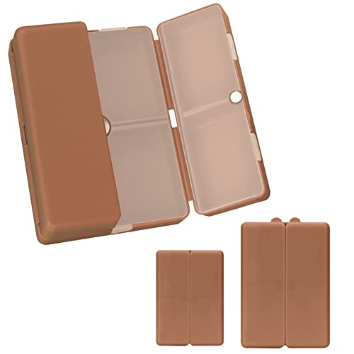 FYY 2 Pcs Daily Pill Organizer, 7 Compartments Portable Pill Case Travel Pill Organizer,[Folding Design] Pill Box for Purse Pocket to Hold Vitamins,Cod Liver Oil,Supplements and Medication-Brown - color: Brown, size: Large (1 Piece), Small (1 Piece)