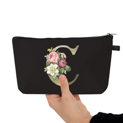 Deanfun Makeup Bag, Bride Bridesmaid A-Z Make Up Bag, Small Personalized Initial Letter 3D Printings Waterproof Cosmetic Bags for Women (C) - color: Letter C