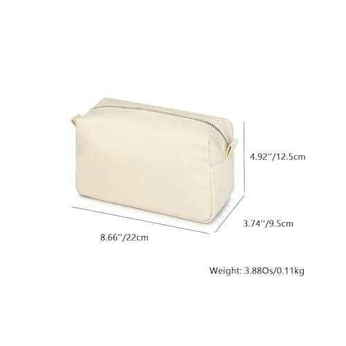 Organizer Bag Lightweight Cosmetic Bag with Ring Clasp Perfect Travel Makeup Bag for Women nylon Stand Up Design (Creamy White/Nylon) - color: Creamy White/Nylon