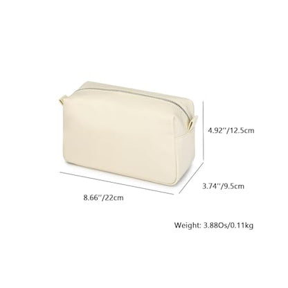Organizer Bag Lightweight Cosmetic Bag with Ring Clasp Perfect Travel Makeup Bag for Women nylon Stand Up Design (Creamy White/Nylon) - color: Creamy White/Nylon