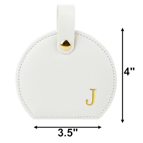 Travel Jewelry Case,Personalized Jewelry Box,Elegant Half-Moon Design with Personalized Golden Initial Case,Personalized Gifts for Women,Jewelry organizer;Personalized Gifts for Women or Friends(J) - style: J