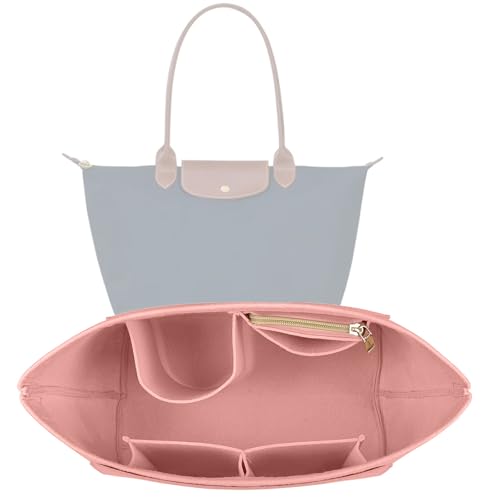 Lckaey purse insert organizer for le pliage large organizer Insert tote medium bag organizer inserts handbag best1032pink-M - color: Pink, size: medium