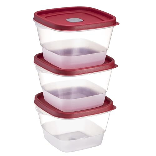 Tribello BPA-Free Plastic Food Storage Set, Red Vented Lids - Microwave, Dishwasher Safe: Perfect for Meal Prep, Leftovers, and Kitchen Organization (3 x 7-Cup) - size: 3 x 7-Cup