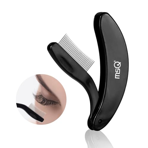 Eyelash Comb MSQ Eyelash Separator Tool Eyelash Comb Separator Folding Eyelash Brush Separator Lash Comb for Eyelash Makeup Brush (Black) - color: Black