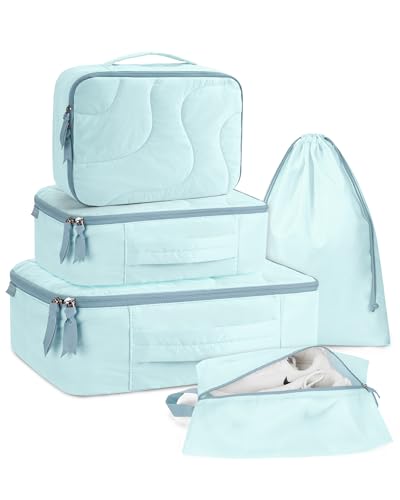 BAGSMART Wet Dry Bags 5 Pack, Travel Bags Reusable for Swimsuits, Baby Cloth Diapers, Beach, Pool, Ultra-Light Travel Packing Cubes for Women, Light Blue - color: Blue