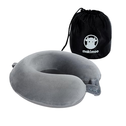 Travel Neck Pillow, Top Memory Foam Pillow for Head Support, Ideal for Airplanes, Cars, and Home Recliners, Adjustable and Soft (Grey) - color: Grey