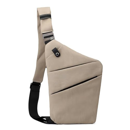 Anti Theft Travel Bag, One Shoulder Large Capacity Cross-body Bag Chest Fashion Lightweight Sling Bags for Travel Sports - color: Khaki, style: Left Shoulder