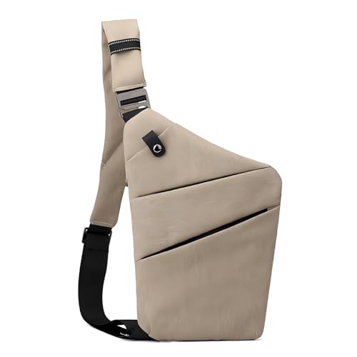 Anti Theft Travel Bag, One Shoulder Large Capacity Cross-body Bag Chest Fashion Lightweight Sling Bags for Travel Sports - color: Khaki, style: Left Shoulder