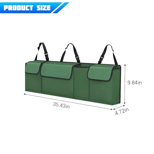 Car Trunk Organizer with Lid, Large Waterproof Vehicle Backseat Hanging Storage Bag with 4 Pockets & Adjustable Straps, Collapsible Automotive Interior Cargo Bag, Universal Fit (Green) - color: Green