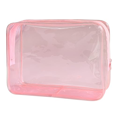 Waterproof PVC Makeup Bag - Leakproof Cosmetic Organizer for Travel Toiletry Storage 9.84×7.09×2.36 Inch for Women & Men (Pale pink) - color: Pale pink