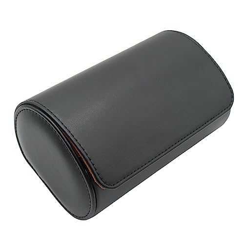 Watch Travel Case Portable Organizer - Luxury Watch Roll Travel Box Recycled Leather Watch Storage and Display for Men and Women (WCASE-2-BLACK) - color: BLACK, size: Double slots