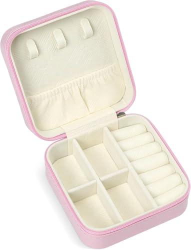SLOZO Travel Jewelry Case, Travel Jewelry Box, Mini Jewelry Travel Case, Jewelry Organizer Case, Portable Small Jewelry Organizer Storage Boxes - Best Gift for Women Girls. - color: Pink