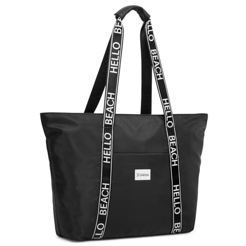 G4Free Beach Bag, Waterproof Beach Bags for Women, Personalized Strap Tote Bag for Women Birthday Gifts - color: Black