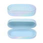 PERFECTSIGHT Sunglasses Case, Large Hard Shell Glasses Case, Cute PU Leather Protective Eyeglasses Case for Women Men - color: Gradient Light Blue