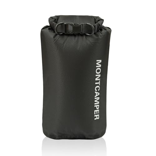 Waterproof Dry Bag 5L – 30D Nylon Roll Top Dry Sack with PU Coating, Lightweight Water-Resistant Storage for Kayaking, Camping, Hiking, Fishing & Beach (Black) - color: Black, size: 5L