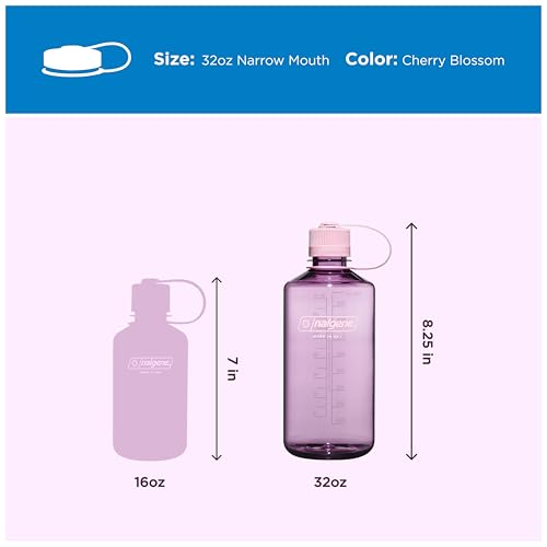 Nalgene 32 oz Narrow Mouth Water Bottle | BPA-Free, Durable & Leak Proof, Lightweight Bottle for Hiking, Gym & Travel, Cherry Blossom - color: Cherry Blossom, size: 32 Ounces