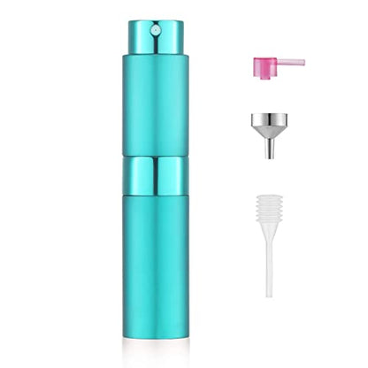 LISAPACK 8ML Atomizer Perfume Spray Bottle for Travel, Empty Refillable Cologne Dispenser, Portable Sprayer (Cyan) - color: Cyan
