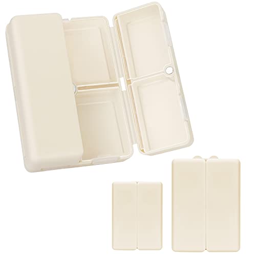 FYY 2 Pcs Daily Pill Organizer, 7 Compartments Portable Pill Case Travel Pill Organizer,[Folding Design] Pill Box for Purse Pocket to Hold Vitamins,Cod Liver Oil,Supplements and Medication-White - color: White, size: Large (1 Piece), Small (1 Piece)