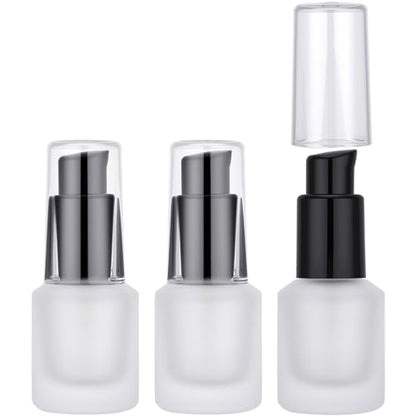 Segbeauty 0.5oz Empty Frosted Glass Travel Size Pump Bottle, 3pcs Matte Translucent Lotion Bottle Refillable, 15ml Travel Toiletry Bottles for Creams Liquids, Empty Cosmetic Skincare Container - color: Frosted Translucent, style: 3pcs 0.5oz