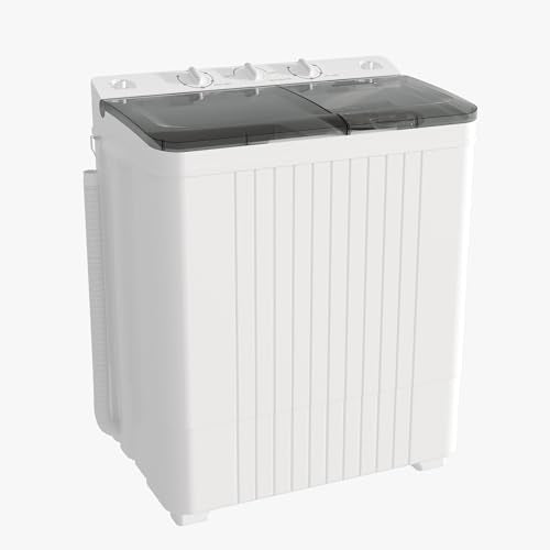 Greenvelly Portable Washing Machine, 28lbs Twin Tub Washer and Dryer Combo, 410W Wash Power, Compact Mini Washer with Soak & Spin Cycle for Apartment, Dorm, RV & Camping, Grey - color: Grey White, size: 28lbs