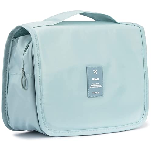 L&FY Hanging Travel Toiletry Bag Women's Cosmetic Organizer Makeup Pouch Men's Shaving Kits With Handle(Lake Blue) - color: Lake Blue, size: Compact Size