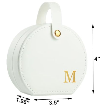 Travel Jewelry Case, Elegant Half-Moon Design with Golden Accents, Detachable Handle, White Personalized Accessory Organizer, Fashion-Forward Gift for Women and Teens(M) - style: M