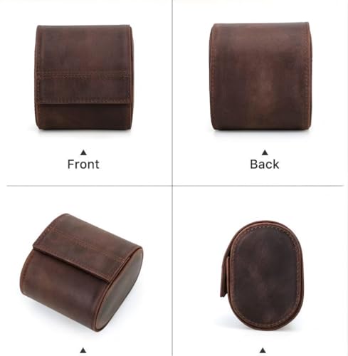 Leather Single Watch Case,Genuine Leather Watch Roll Travel Case for Storage Organizer Display (1 Slot) - size: 1slot
