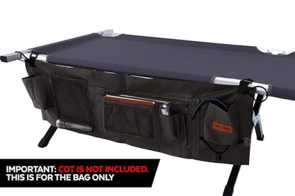 Tough Outdoors Camping Cot Organizer Bag - Storage Organizer Bag for Adult Camping Cots - Camping Organizer w/Multiple Compartments - Durable & Compatible with Camping Cots