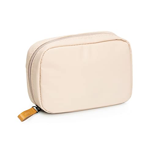 Hekyip Rectangular Beauty Bag, Small Travel Makeup Bag for Purse, Portable Waterproof Cosmetic Pouch for Ladies Women (Rectangular - Beige) - color: Rectangular - Beige