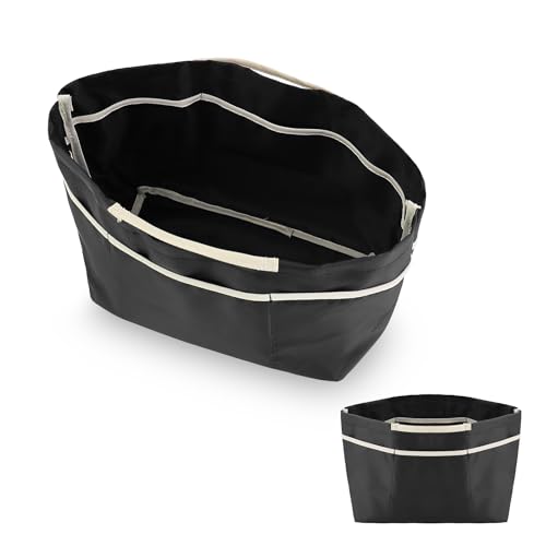 Bag Organizer Insert for Women, 10 Pockets Purse Organizer Insert with handheld for Tote, Bag Organizer Handle Large Capacity - color: B-Black