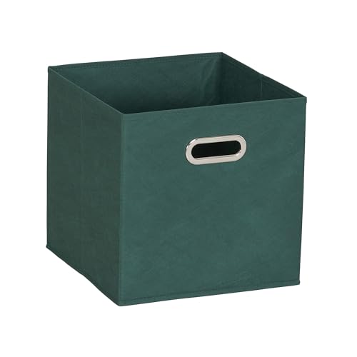 Household Essentials Foldable Fabric Storage Cubes 6-Pack – 11x11x11 Stackable Non-Woven Bins with Chipboard Sides & Grommet Handles – Closet, Shelf, Nursery, or Office Organizer – Forest Green - color: Forest Green, size: 11” L x 11” W x 11” H