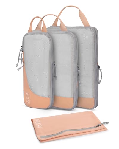 Hynes Eagle 6 Set/ 4 Set/ 2 Set Compression Packing Cubes Travel Essentials Lightweight Nylon Luggage Suitcase Organizer Bag Light Pink 4PCS - color: Light Pink-4 PCS