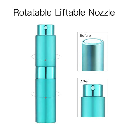 LISAPACK 8ML Atomizer Perfume Spray Bottle for Travel, Empty Refillable Cologne Dispenser, Portable Sprayer (Cyan) - color: Cyan