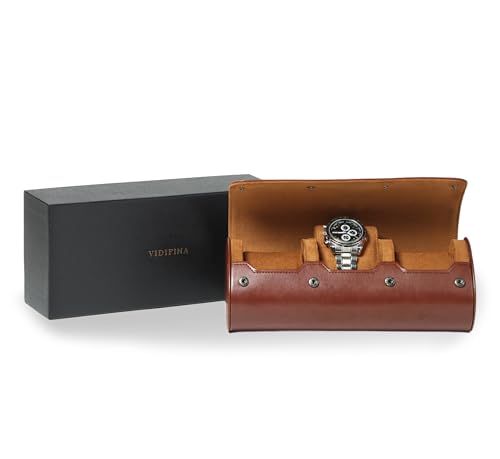 Premium Watch Travel Case, Odor-Free PU Leather Watch Roll for 1/2/3 Watches Protective Storage with Gift Box, Ideal for Men's Gifts & Business Travel, Brown, 3 Watches Roll - color: Brown, size: 3 watches roll